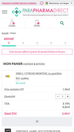 version mobile du site de pharmacie en ligne